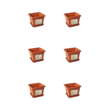 6PK Antheia Green Homewares 20x16cm Garden Pot w/ Saucer Assorted - Brown