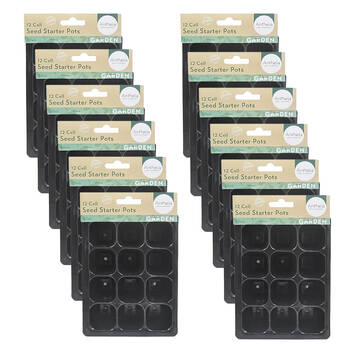 12x 3pc Antheia 12 Cell Seed Gardening Starter Pots Planter Pack Black