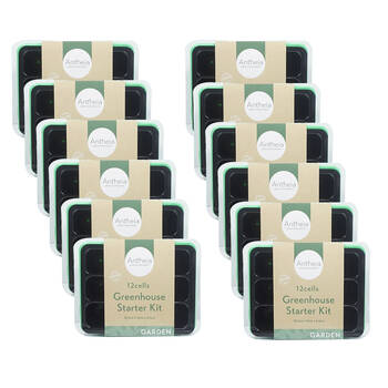 12PK Antheia 12 Cell Greenhouse Gardening Starter Kit 18.5x14cm Green/Black