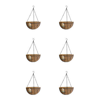 6PK Antheia Green Homewares Coconut Fibre Hanging Basket & Liner 35cm