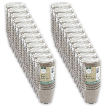 24x 12pc Antheia Eco Round Recycled Paper Seed Pots Planter Pack 6cm Brown