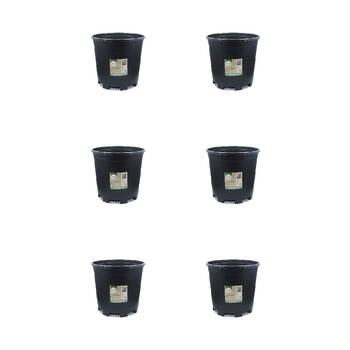 6PK Antheia Green Homewares Plastic Growers Pot Black 22cm
