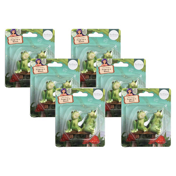 6PK Atheia Green Homewares Fairy Garden Frogs On Bench Assorted