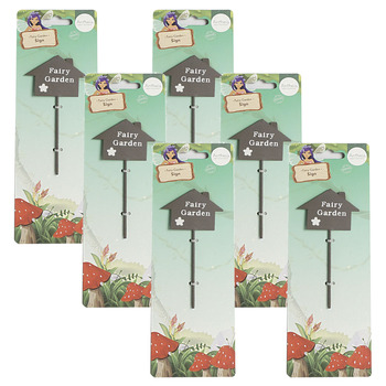 6PK Atheia Green Homewares Fairy Garden Metal Garden Sign Assorted