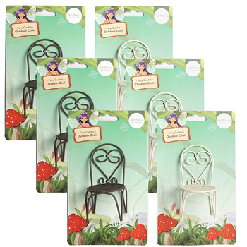 6PK Atheia Green Homewares Fairy Garden Metal Outdoor Chair Assorted