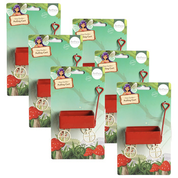 6PK Atheia Green Homewares Fairy Garden Red Pulling Cart Assorted