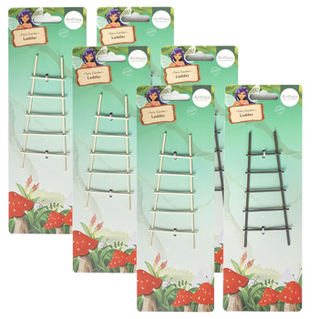 6PK Atheia Green Homewares Fairy Garden Metal Ladder Assorted