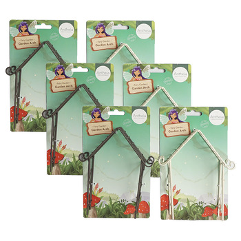 6PK Atheia Green Homewares Fairy Garden Metal Garden Arch Assorted