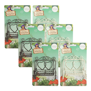 6PK Atheia Green Homewares Fairy Garden Metal Swing Seat Assorted