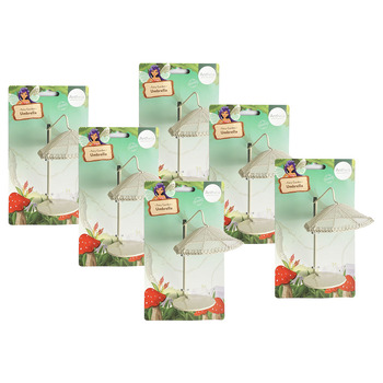 6PK Atheia Green Homewares Fairy Garden Metal Umbrella Assorted