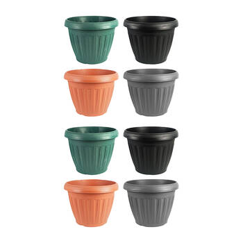 8PK Antheia Green Homewares 38cm Round Pot Black/Terracotta/Green/Grey