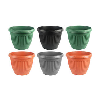 6PK Antheia Green Homewares 32cm Round Pot Black/Terracotta/Green/Grey