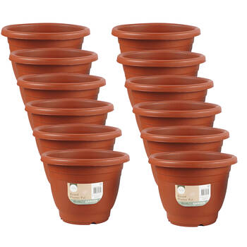 12PK Antheia Round Outdoor Garden Plastic Planter Pot 25.5x20cm Assorted
