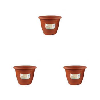 3PK Antheia Green Homewares 36x27cm Round Planter Pot Green/Terracotta
