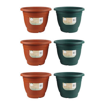 6PK Antheia Green Homewares 36x27cm Round Planter Pot Green/Terracotta