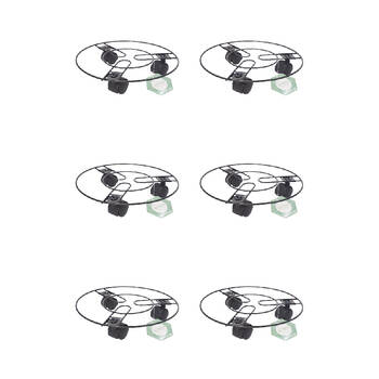 6PK Antheia Green Homewares Metal Plant Pot Trolley 22cm