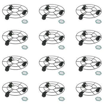 12PK Antheia Iron Plant Pot Stand Trolley 25x25cm - Black