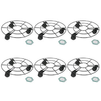 6PK Antheia Iron Plant Pot Stand Trolley 25x25cm - Black