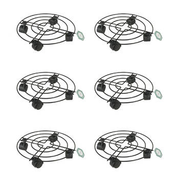 6PK Antheia Iron Garden Plant Pot Stand Trolley 30cm - Black
