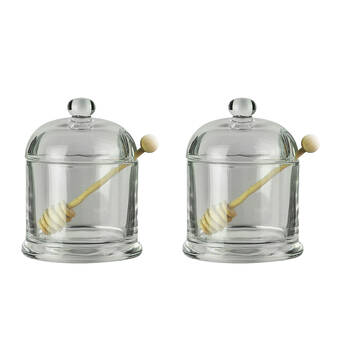 2PK NF Living Honey Jar Set Glass 10x10x13cm Solid Clear