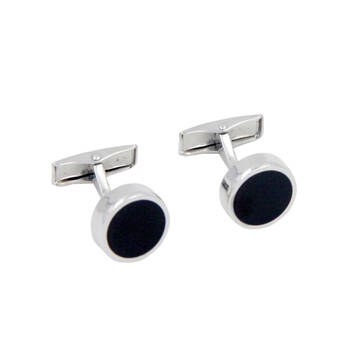 Geoffrey Beene Metal Alloy Black Stone Accented Men's Formal Cufflink