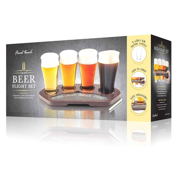 Final Touch Craft Beer Flight Set w/4x 250ml Glasses/Serving Board