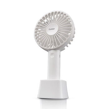 Goldair USB Rechargeable Mini Handheld Portable Fan 10cm - White