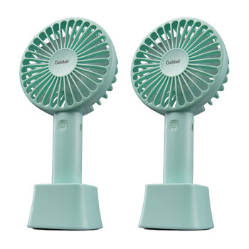 2PK Goldair USB Rechargeable Mini Handheld Portable Fan 10cm - Teal