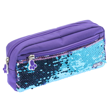 Glitter Critters Pat Me 2 Compartments Sequin Fron Zipper Pencil Case - Purple