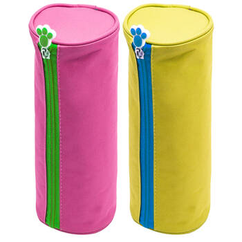 Glitter Critters RollMe Fabric Barrel Style Pencil Cases Pink & Yellow
