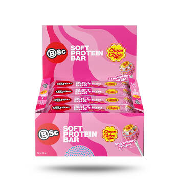 12PK BSc x Chupa Chups Soft High Protein Low Carb Bar 55g Serve Strawberry