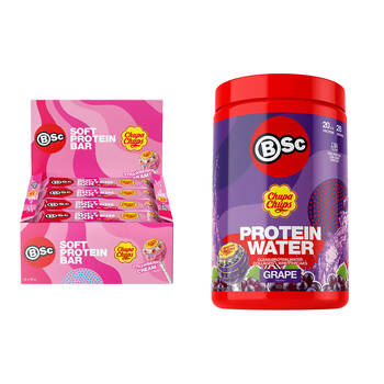 BSc x Chupa Chups Protein Combo 12PK Strawberry Bars & 700g Grape Drink Powder