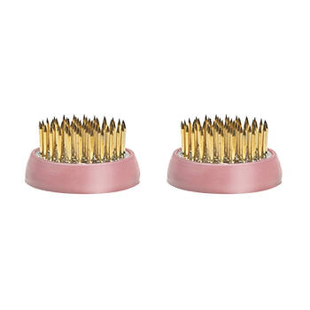 2PK Garden Glory Pink Flower Frog Spiky Round Base - Small