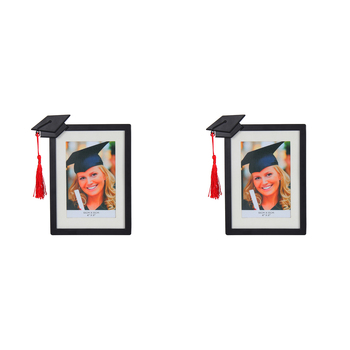 2PK Gibson Gifts Graduation Tassle 4x6'' Photo Frame Rectangle Black