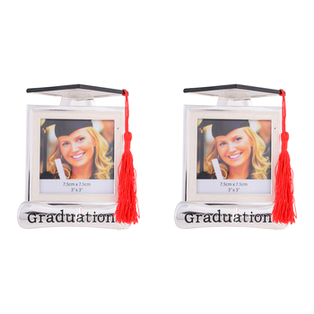 2PK Gibson Gifts Graduation Hat 3x3'' Photo Frame Rectangle Silver