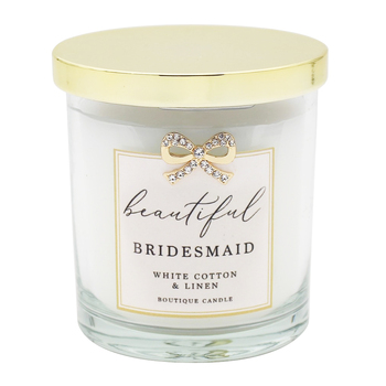 Gibson Gifts Jewelled Scented Candle White Cotton/Linen Scent - Bridesmaid