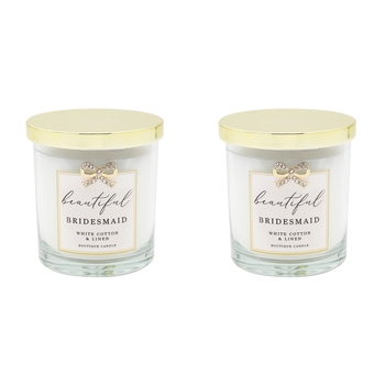 2PK Gibson Gifts Jewelled Scented Candle White Cotton/Linen Scent - Bridesmaid