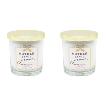 2PK Gibson Gifts Jewelled Scented Candle White Cotton/Linen Scent Mother/Groom