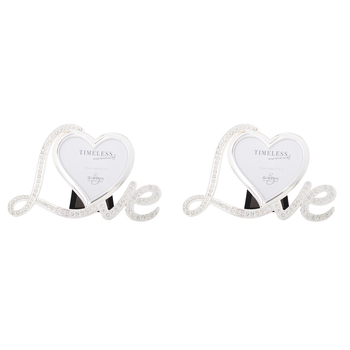 2PK Gibson Gifts Love Heart 3x3'' Photo Frame Home Decor Silver