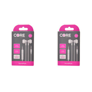 2PK Core Essentials Soundpods/Earphones In-Ear Wired w/ Mic 3.5mm - White