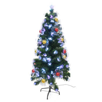 Gibson Gifts Fibre Optic Christmas Tree w/ LED Lights Baubles Topper & Base 1.5m