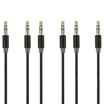 3PK Gecko Black 1M Slimline Sound Wire Aux Cable