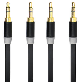 2PK Gecko 1m Flat 3.5mm Male AUX Audio Cable - Black