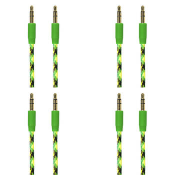 4PK Gecko Green/Yellow 1M Braided Aux Audio Cable