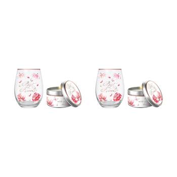 4pc Best Friend 520ml Stemless Glass Tumbler & Candle Vanilla Scent Set