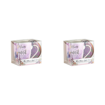 2PK Mum Ceramic 350ml Coffee Mug w/ Coaster Set - Purple