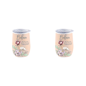 2PK Believe 360ml Stainless Steel Double Walled Insulated Mug - Beige