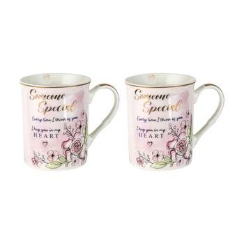 2PK LMD Believe New Bone China Coffee Mug Drinkware 360ml - Pink