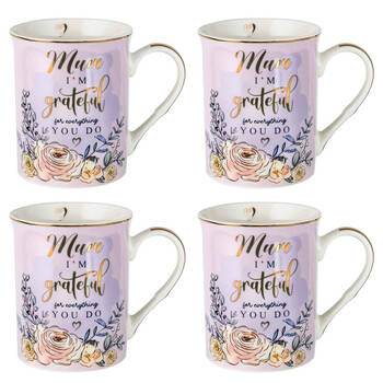 4PK LMD Mum New Bone China Coffee Mug 360ml Drinkware - Purple
