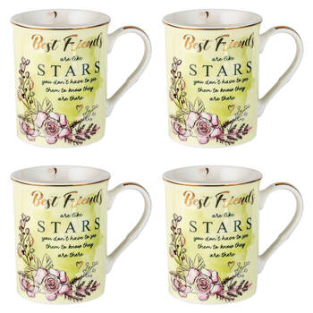 4PK LMD Best Friend New Bone China Coffee Mug 360ml - Yellow